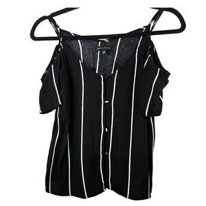 Kendall & Kylie Striped Open-Shoulder Shirt, XS